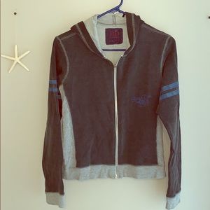 Bella Dahl Varsity BD Sweats Grey Zip Hoody Large